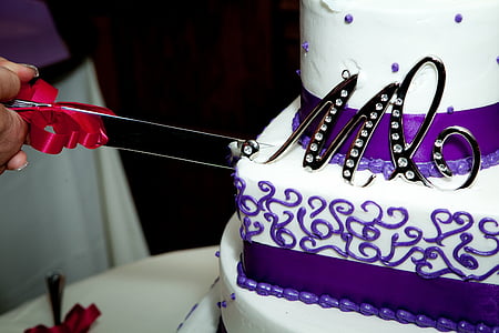 wedding, cake, cut, m, wedding cakes, sweet, food