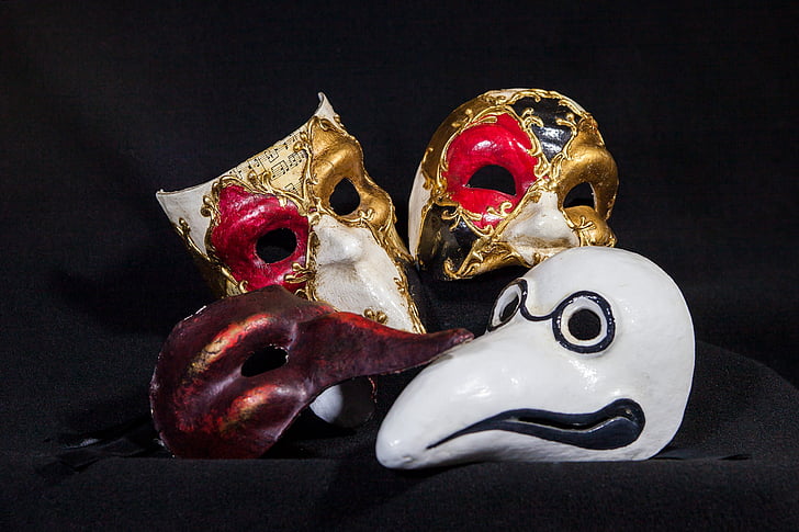 masky, Benátky, papírová hmota, Karneval