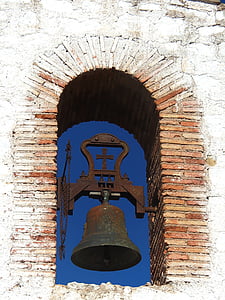 campanha, céu azul, perspectiva, prédio antigo, luz, estrutura, torre sineira