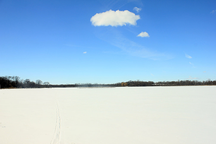 Lac de maria, congelés, glace, neige, paysage, hiver, Sky
