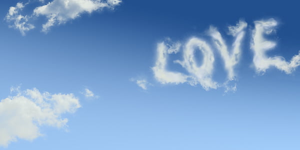 Liebe, Wolken, Romantik, Himmel, romantische, Grußkarte, Zuneigung