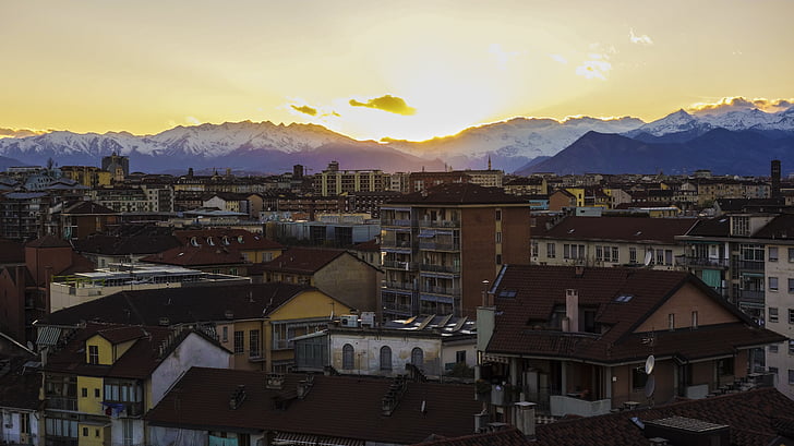 Turin, Blick, Sonnenuntergang, werden, Himmel, Italien, der Himmel