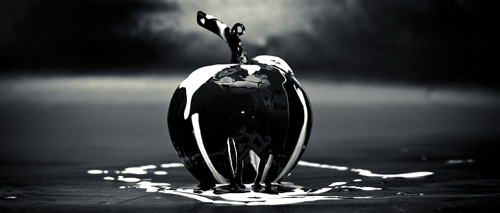 zwart, Apple, fruit, glas, kunst
