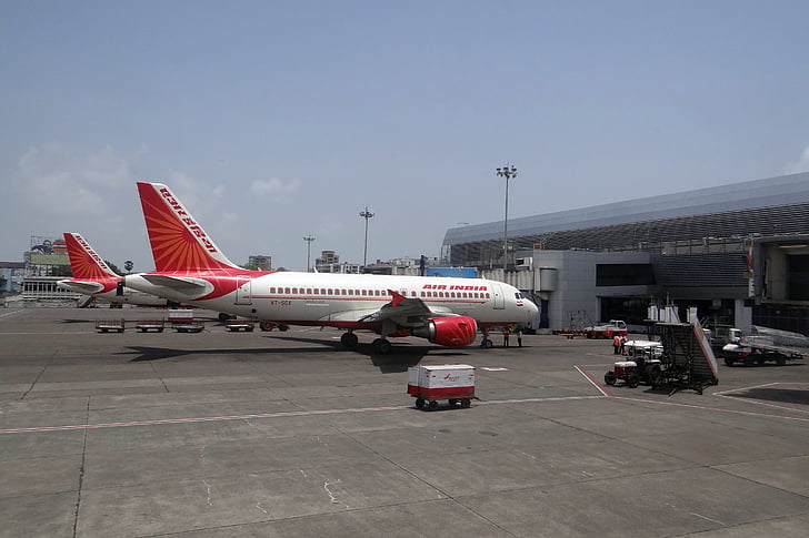 Lotnisko, Bombaj, samolot, Air india, Indie
