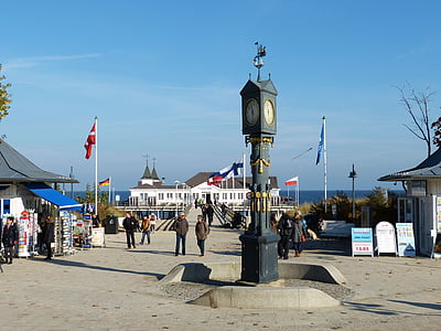 usedom, island, island of usedom, baltic sea, sea, promenade, clock