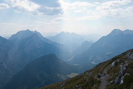 alpské, Alpy, mraky, soutěska, pěší turistika, krajina, pohoří