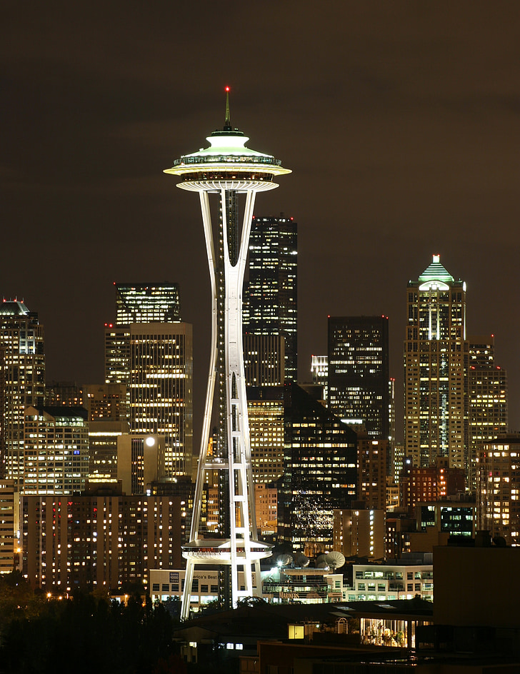 Space needle, Seattle, Washington, pemandangan kota, Landmark, perkotaan, Amerika Serikat