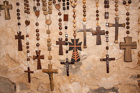 Rosario, Rosari, Perline, cristiana, Croce, legno, Gesù