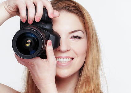 fotografi, fotograf, fotografi, kameraet, DSLR, kvinne, unge