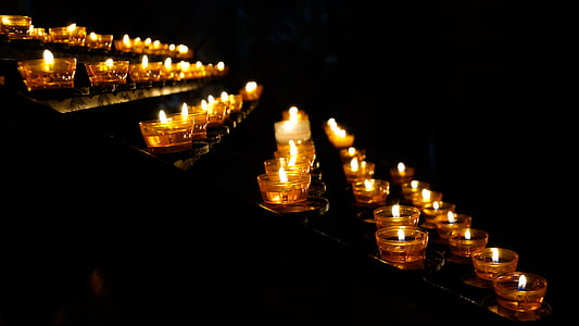 church, candles, prayer, sacrificial lights, meditation, tea lights, candlelight