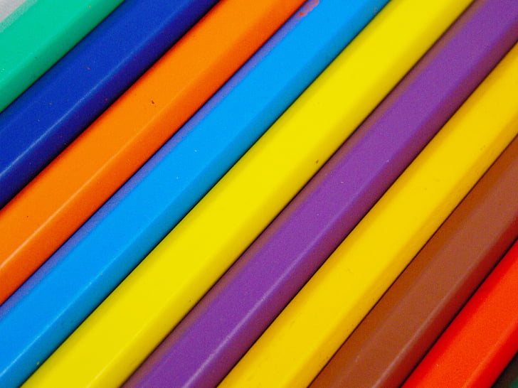 pieštukai, vaivorykštė, šviesus, spalva, spalvoti pieštukai