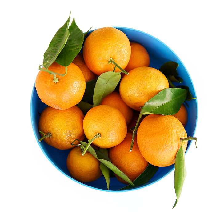 tigela, laranja, frutas, azul, balde, contêiner, frutas
