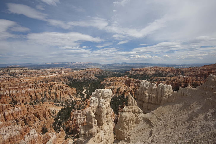 rock formacije, Bryce canyon national park, oblačno nebo, Zahodna pokrajina