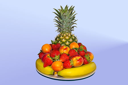 fruit, kleuren, ananas, mix