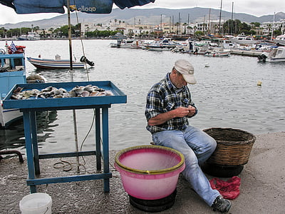 Kos, insula grecească, tradiţionale, pescar, pescuit, Quay