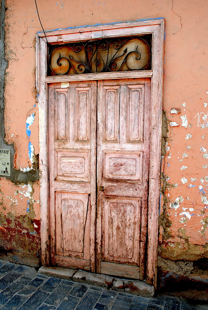 Pink door, døren, gamle, træ - materiale, arkitektur, indgang, gammeldags