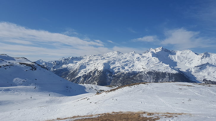 kalnai, Alpės, sniego, žiemą, Gamta, slidinėjimo, Italija