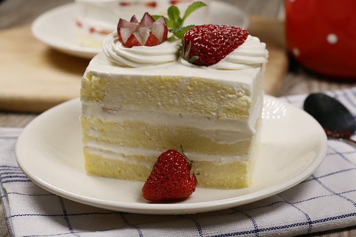 small cake, baking, delicious, strawberry cake, dessert, food, fruit