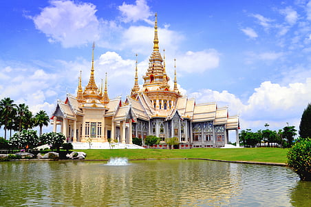 Thailanda, Templul, celebru, tradiţionale, albastru, Wat, religie