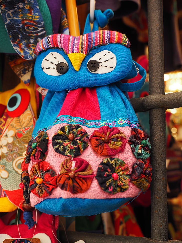doll, rag doll, souvenir, souvenir shop, bird, owl, colorful