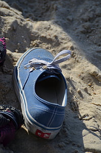 shoe, sand, sneakers, beach, outdoors, sport