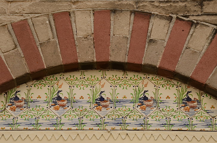 fachada, tijolo de, decoração, arco, arquitetura, Nouveau