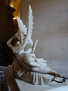 Louvren, Kärlek, Amor, psyke, skulptur, Paris, Canova