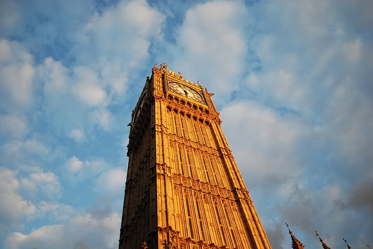 Big ben, z bliska, punkt orientacyjny, Londyn, Anglia, zegar, Westminster