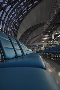 летище, изчакване област, столове, седалки, пътуване, фоайе, терминал
