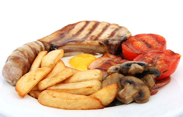 slanina, chlieb, Raňajky, pečené, charbroiled, čipy, cholesterol