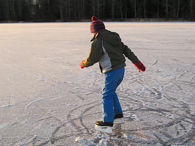 pattini da ghiaccio, inverno, Sport, vita all'aria aperta, freddo, natura, ghiaccio