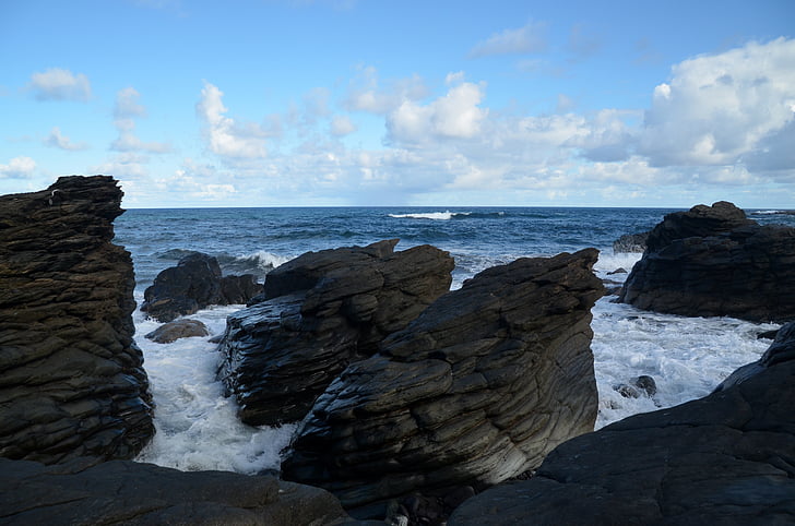 sea, atlantic, coast, tenerife, rock, landscape, canary islands