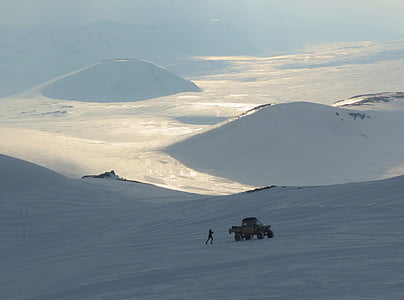 Kamtsjatka, halvøya, Vinter, våren, natur, snø, vintersolen