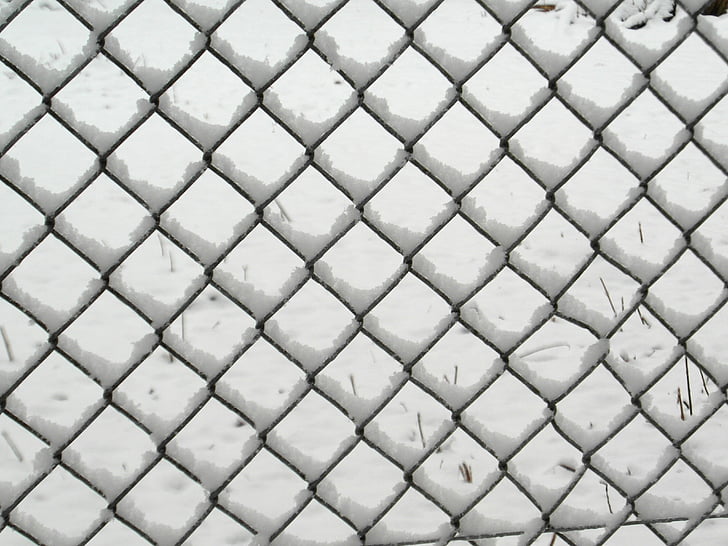 wire mesh staket, vinter, snö, snöig, staket, blockerade