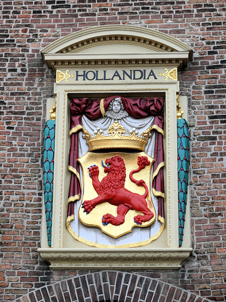 Haag, fanget port, vegg, ornament
