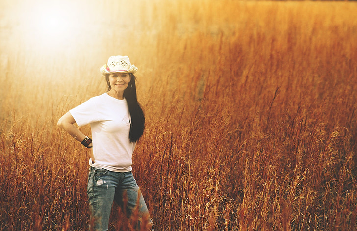 girl, woman, hay field, happy, smile, women, nature
