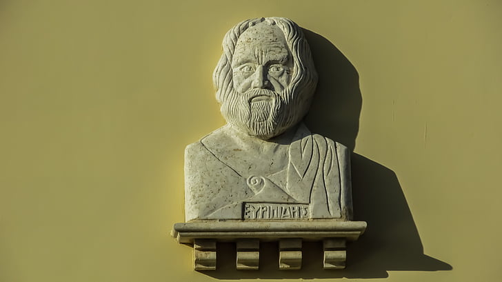Eurípides, tragedian, retrato, busto, Grego, clássica, Grécia