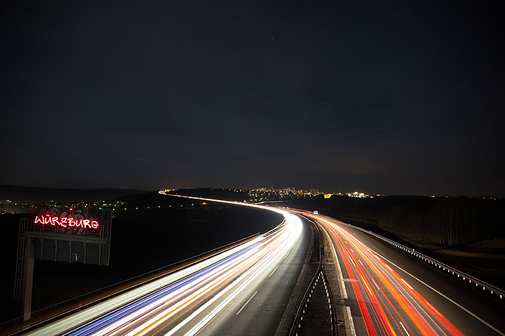 đường cao tốc, lưu lượng truy cập, lightpainting, đèn chiếu sáng, ánh sáng, ô tô, đường