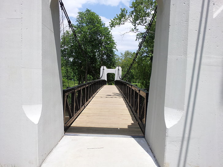 puente, Puente de la suspensión, Parque, vista del puente de, paisaje, punto de referencia