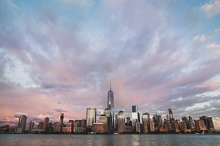 město, Manhattan, New york, Panorama, mrakodrapy, mrakodrap, městské panorama