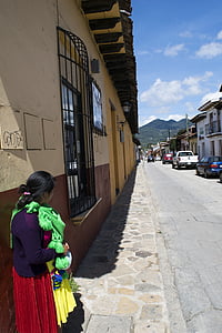 San cristobal, Chiapas, ulice, barvy, Mexiko, nativní, textilie