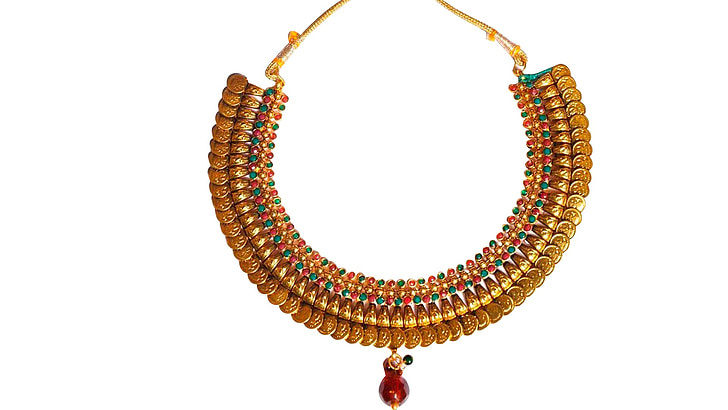 halskæde, ornament, guld, smykker