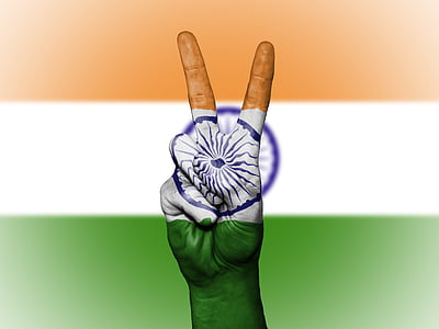 Indija, miera, roka, valsts, fons, banner, krāsas
