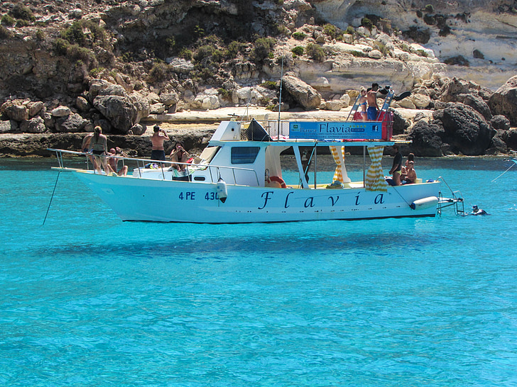 Lampedusa, mar, barco, viajes, verano, Océano, Pelagie