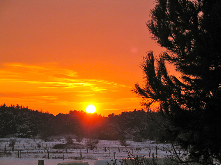 sunset, evening sky, nature