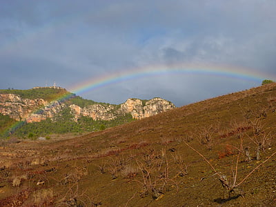 regenboog, wijngaard, landschap, Priorat