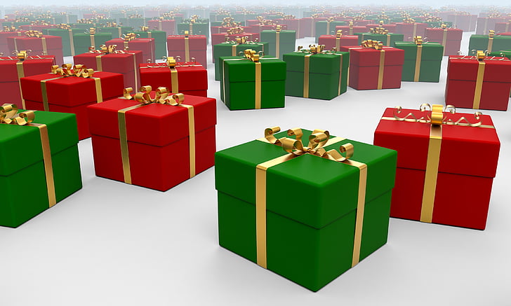 παρόντες, πακέτο, δώρο, γιορτή, Χριστούγεννα, Ενοικιαζόμενα, κουτί