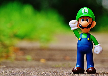 Luigi, figura, jugar, Nintendo, súper, retro, clàssic