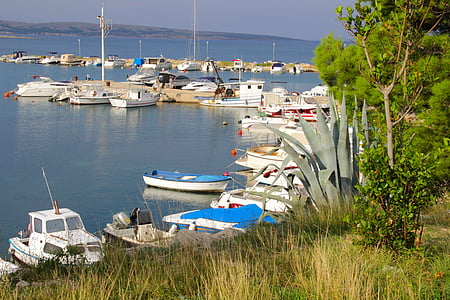 Port, Marina, hajó, tenger, Povljana, Horvátország, Adriai-tenger