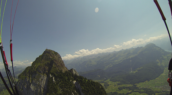 paragliding, fly, summer, mountains, dom, myths, schwyz